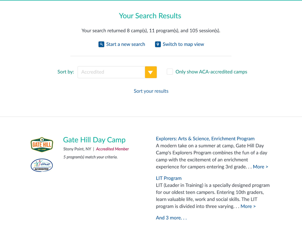 American Camp Association - Search Results