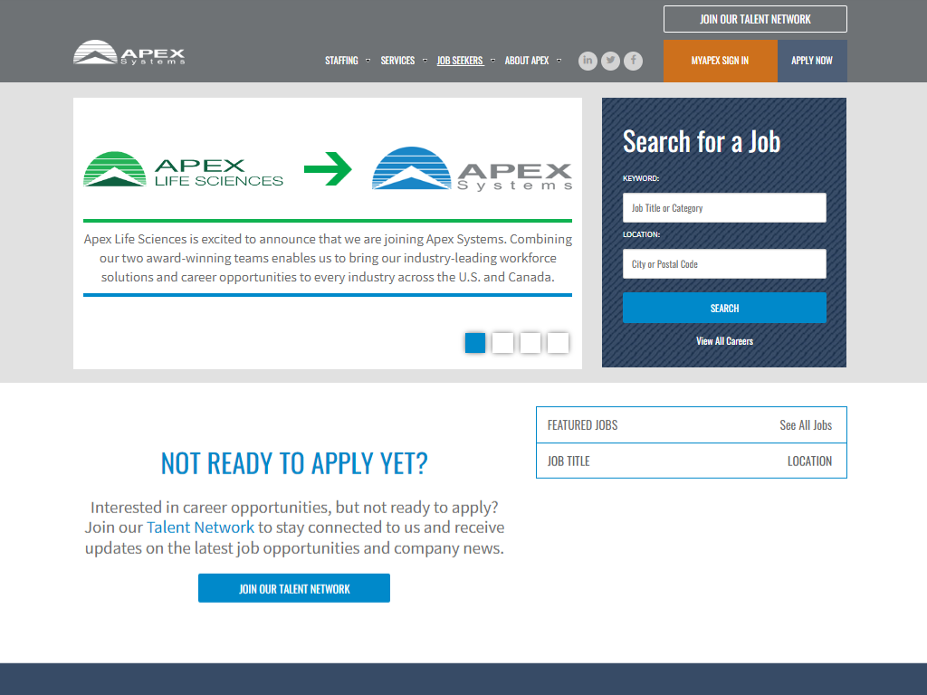 Career Page at Apex Systems